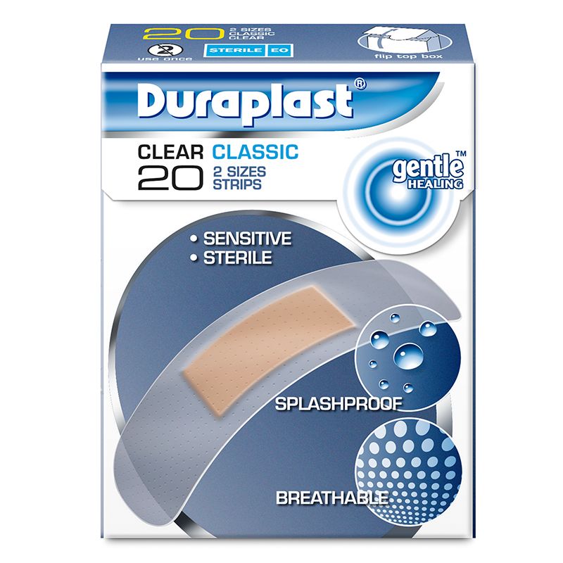 DURAPLAST 2 SIZES CLEAR CLASSIC PLASTER 20/PK. PDCP20C-U \\\KD35316