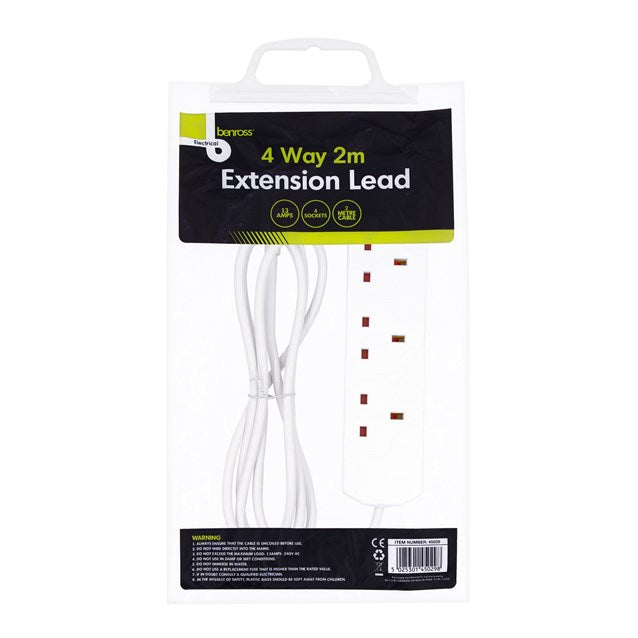 BENROSS 13AMP 4 WAY EXTENSION LEAD 2MTR. BML45029 \\\KD35318