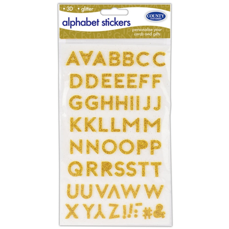 COUNTY 3D GOLD GLITTER ALPHABET STICKERS. C906 \\\KD35323