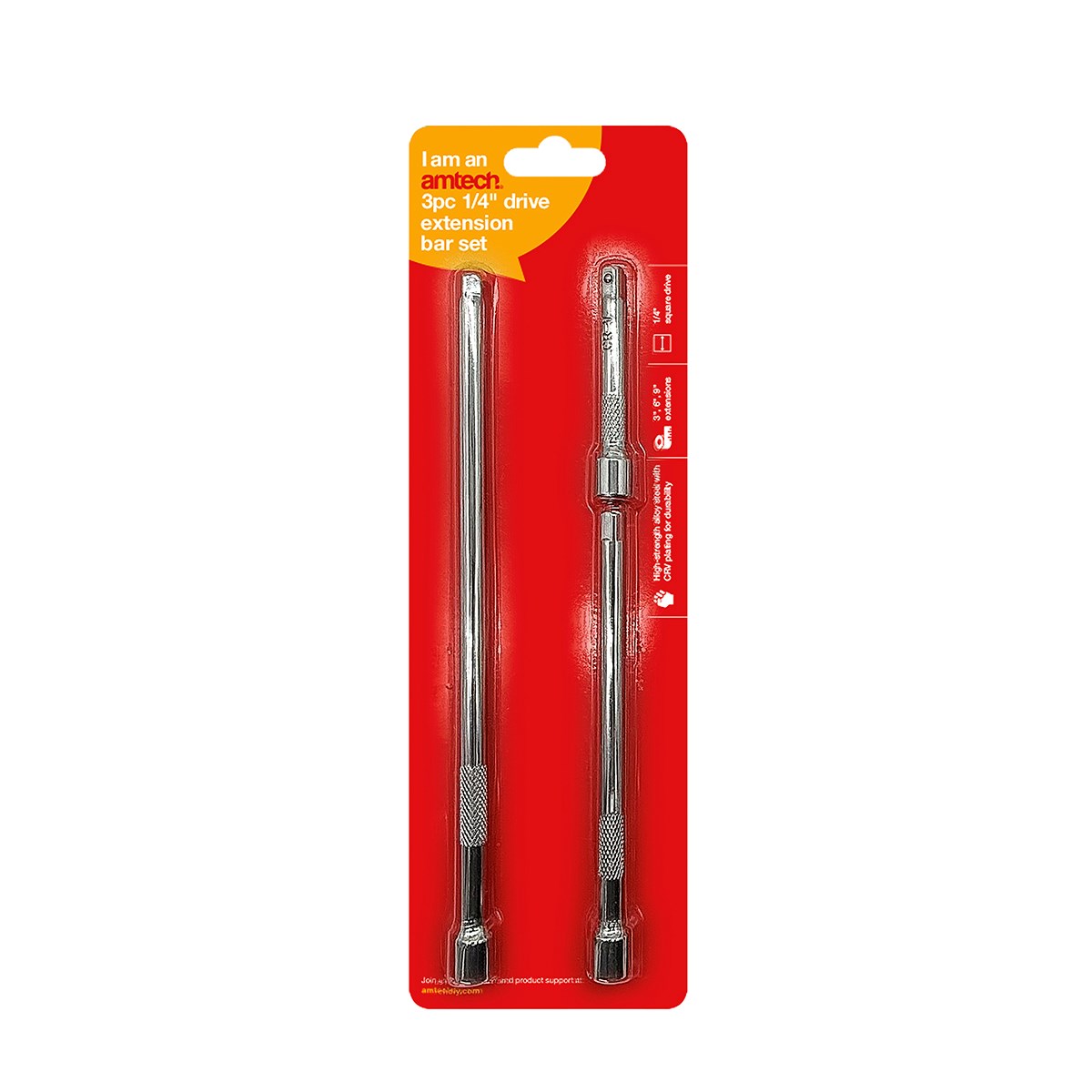 AMTECH 3PCS 1/4" DRIVE EXTENSION BAR SET. AMI3705 \\\KD35376