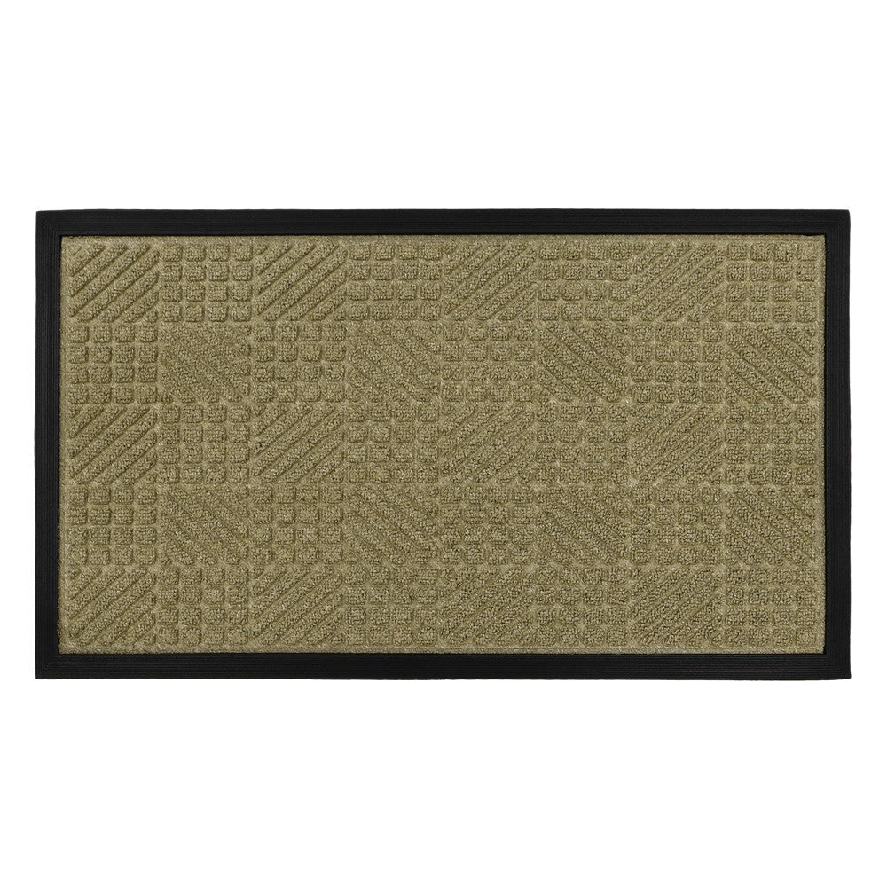 JVL BEIGE FIRTH TILE RUBBER BACKED DOORMAT 40 X 70CM. 01-444BE \\\KD35408