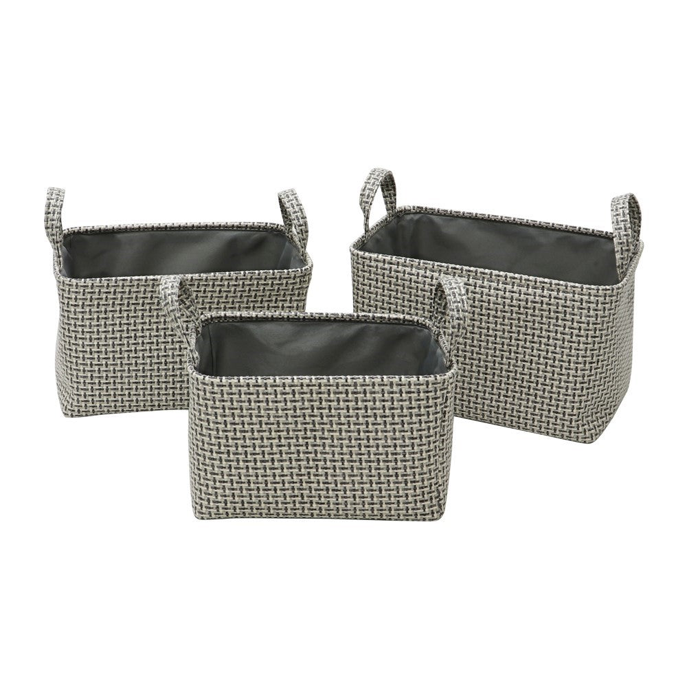 JVL SILVA RECTANGULAR FABRIC STORAGE BASKETS SET OF 3 \\\KD35414