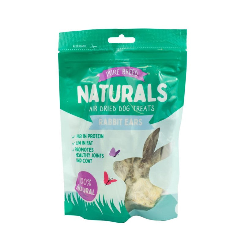PURE BREED NATURALS AIR DRIED RABBIT EARS DOG TREATS 50GM. OL324656 \\\KD35466