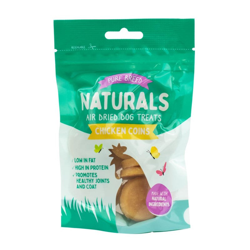 PURE BREED NATURALS AIR DRIED CHICKEN COINS DOG TREATS 80GM. OL324660 \\\KD35469