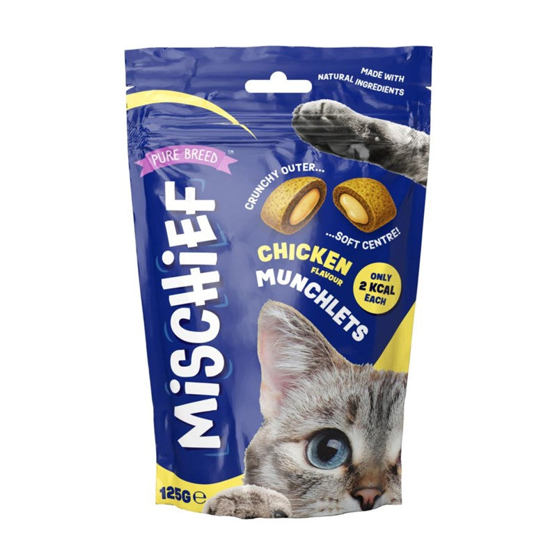 PURE BREED MISCHIEF CHICKEN FLAVOUR PILLOW CAT TREATS 125GM. OL324661 \\\KD35470