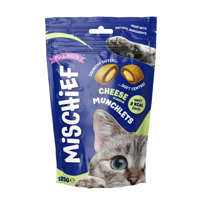 PURE BREED MISCHIEF CHEESE FLAVOUR PILLOW CAT TREATS 125GM. OL324662 \\\KD35471