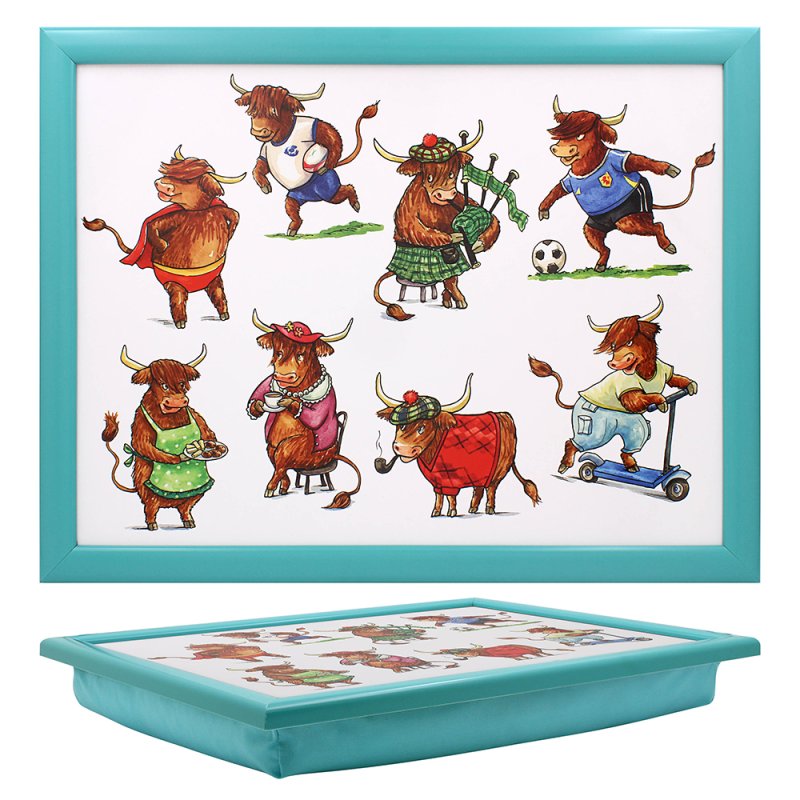HIGHLAND COW LAPTRAY WITH BEAN BAG FOR SERVING DISHES. LP74905 \\\KD35491
