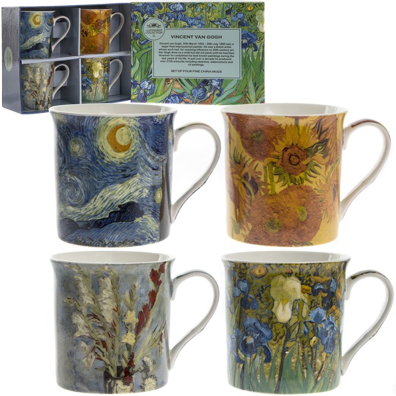 THE LEONARDO COLLECTION VINCENT VAN GOGH ASSORTED DESIGN MUG SET OF 4. LP93139 \\\KD35507