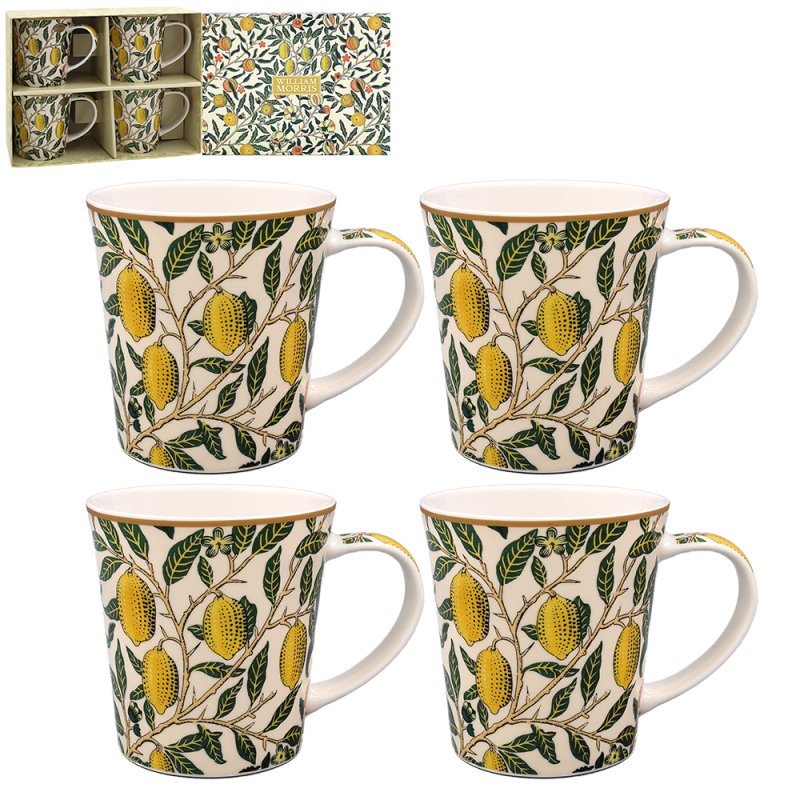 THE LEONARDO COLLECTION WILLIAM MORRIS FRUIT DESIGN MUG SET OF 4. LP96331 \\\KD35510