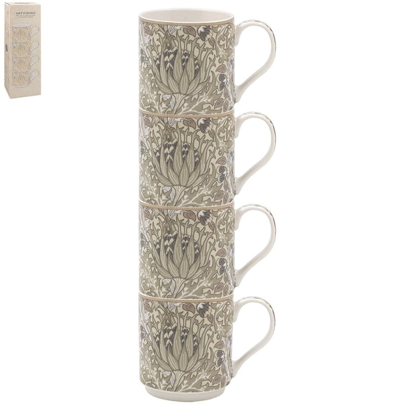 THE LEONARDO COLLECTION ARTICHOKE STACKING MUGS SET OF 4. LP96656 \\\KD35512