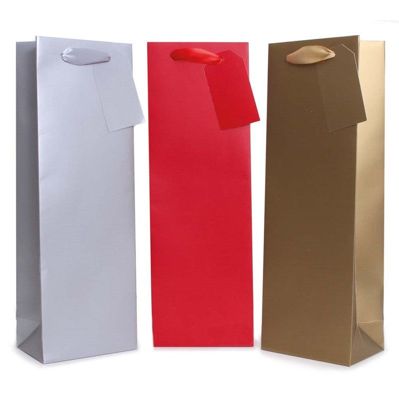 TALLON CHRISTMAS ASSORTED COLOUR METT BOTTLE BAGS 36 X 12CM. TAX9406A \\\KD35523