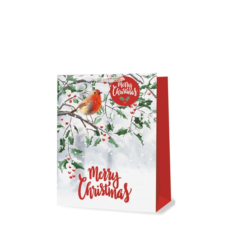 TALLON CHRISTMAS TRADITIONAL ROBIN LARGE GIFT BAGS 34 X 26CM. TAX9270A \\\KD35535