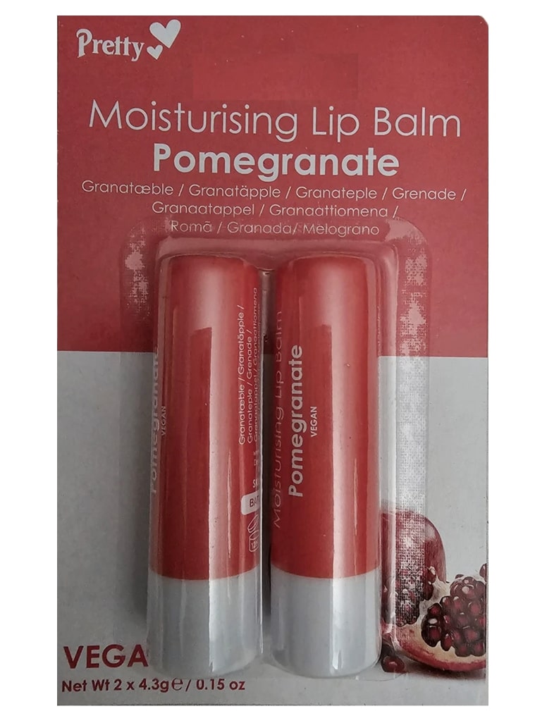 PRETTY MOISTURISING LIP BALM POMEGRANATE 2 X 4.3G. 49285-019 \\\KD35559