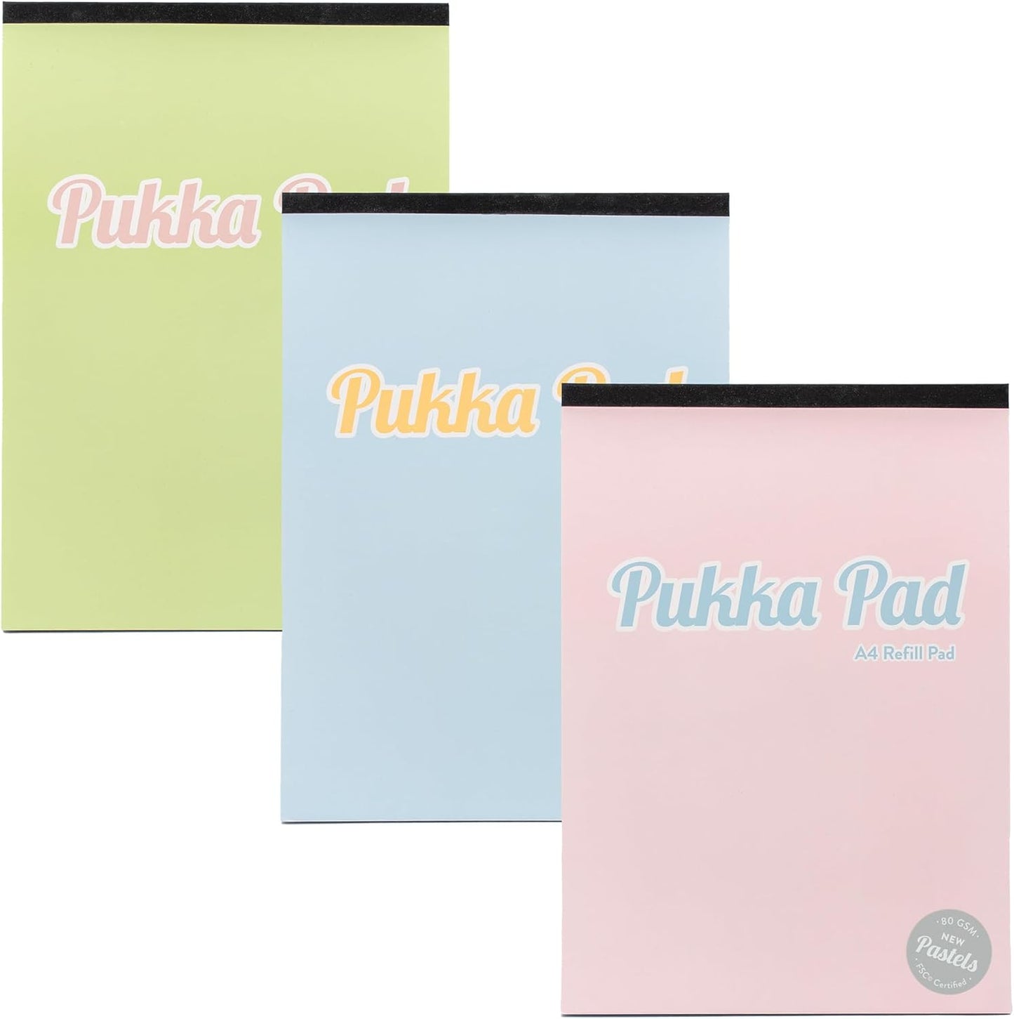 PUKKA PAD PASTEL A4 REFILL PADS 80 SHEETS OF 80GSM 8MM FEINT RULED 4 HOLE PUNCH ASSORTED. 2014-PST \\\KD35569
