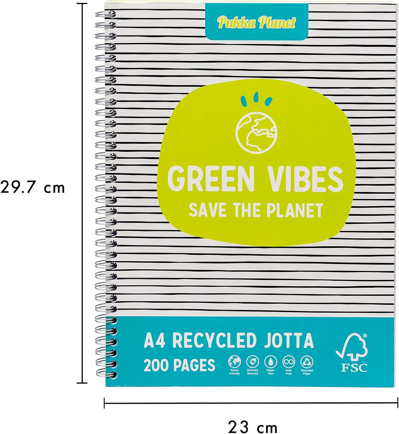 PUKKA PLANET A4+ JOTTA ASSORTED SINGLE - 100 SHEETS OF 80GSM LINED. 9898-SPP \\\KD35572