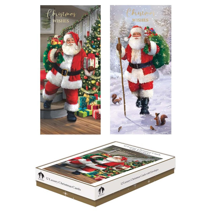 CHRISTMAS CARDS  TRADITIONAL SANTA - PACK OF 12 SLIM BOXED. TAX9026A \\\KD35576