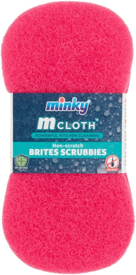 MINKY M CLOTH NON-SCRATCH BRITES SCRUBBIES 2 P/K ASSORTED COLOUR. AA84300100 \\\KD35605