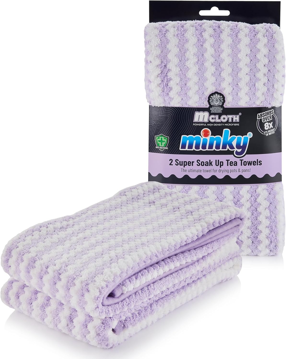 MINKY M CLOTH SUPER SOAK UP TEA TOWELS 2 P/K - LILAC. TE78300117 \\\KD35611