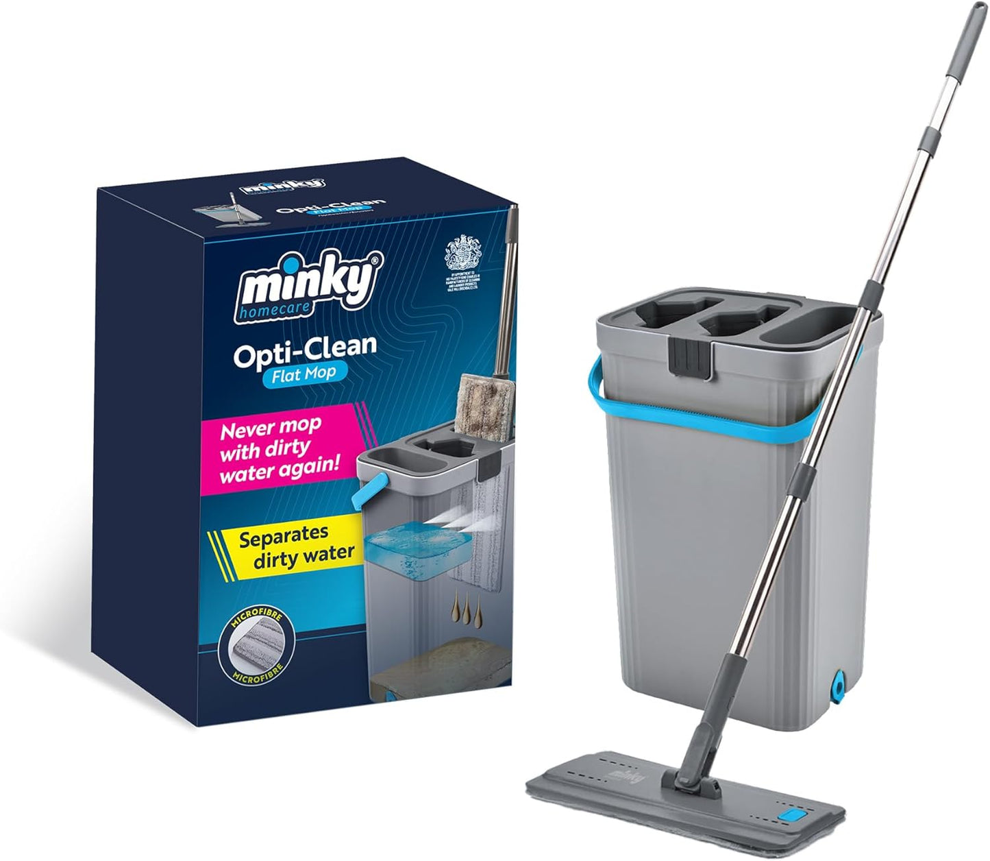MINKY OPTI-CLEAN FLAT MOP DUAL CAVITY 2L BUCKET WITH STURDY HANDLE. MM85790300 \\\KD35612
