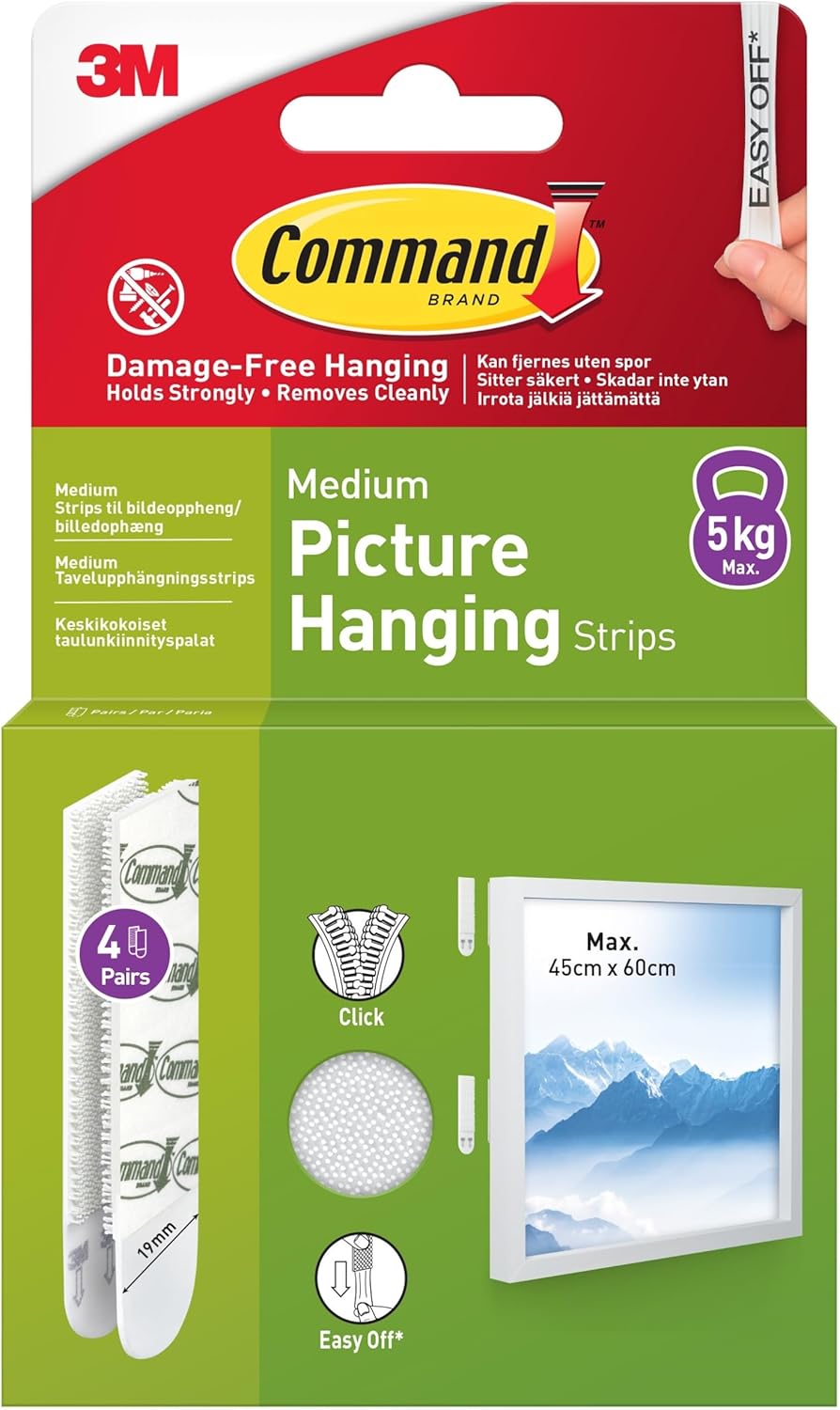 COMMAND PICTURE AND FRAME HANGING STRIPS MEDIUM - 4 PAIRS. WL4598-4 \\\KD35628