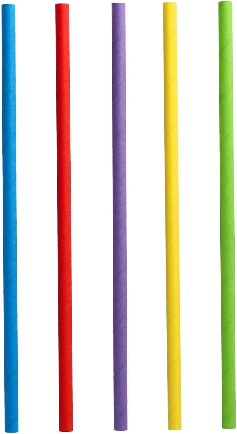 PAPSTAR PACK OF 100 SHAKE STRAWS PAPER ASSORTED COLOUR. PS88481 \\\KD35629