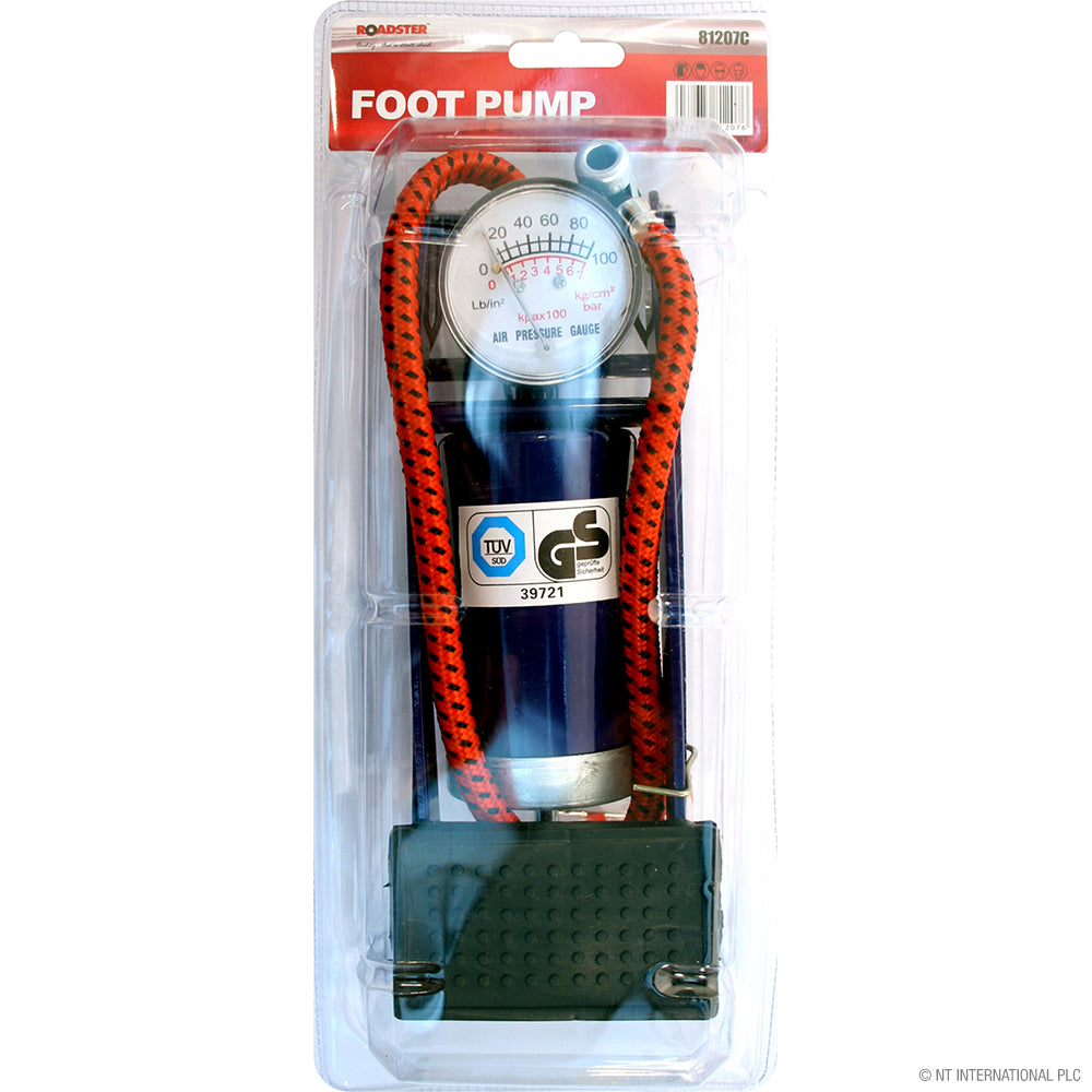 ROADSTER SINGLE FOOT PUMP WITH GAUGE - DOUBLE BLISTER. 81207C \\\KD35641