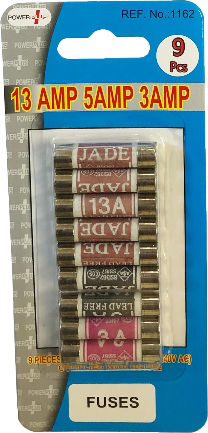 9 P/K MIXED FUSES- 5X13 AMP 2X 3 AMP AND 2X5 AMP. PP1162 \\\KD35655