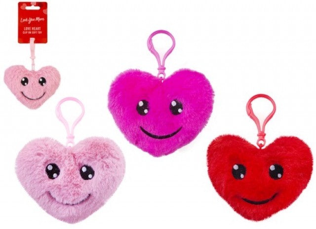 PMS ASSORTED PLUSH LOVE HEART WITH CLIP 12CM. PI445069 \\\KD35814