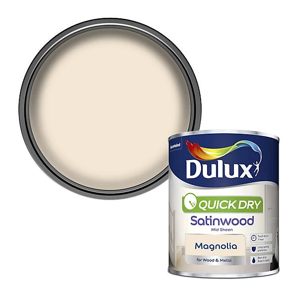 DULUX QUICK DRY SATINWOOD MAGNOLIA 750ML. 330493 \\\KD35844