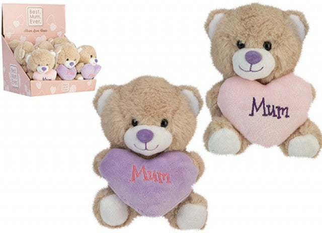ASSORTED MUM BEAR WITH HEART 6" / 15CM. PI447041 \\\KD35850