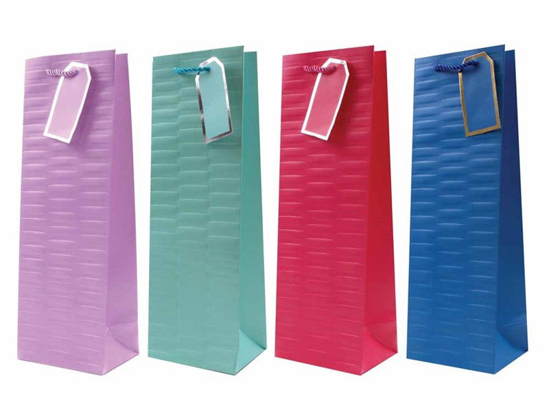 TALLON EMBOSSED BRIGHT COLOURED BOTTLE GIFT BAG 36 X 12CM. TA7871 \\\KD35939
