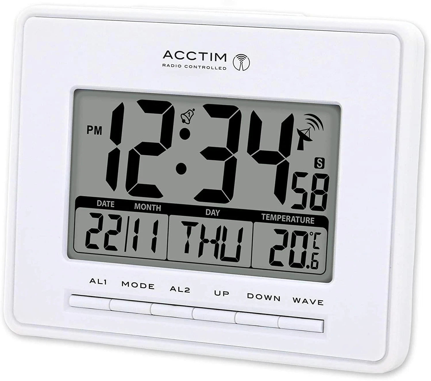 ACCTIM INFINITY RADIO CONTROLLED LCD DESK/WALL ALARM CLOCK. AC71952 \\\KD36019