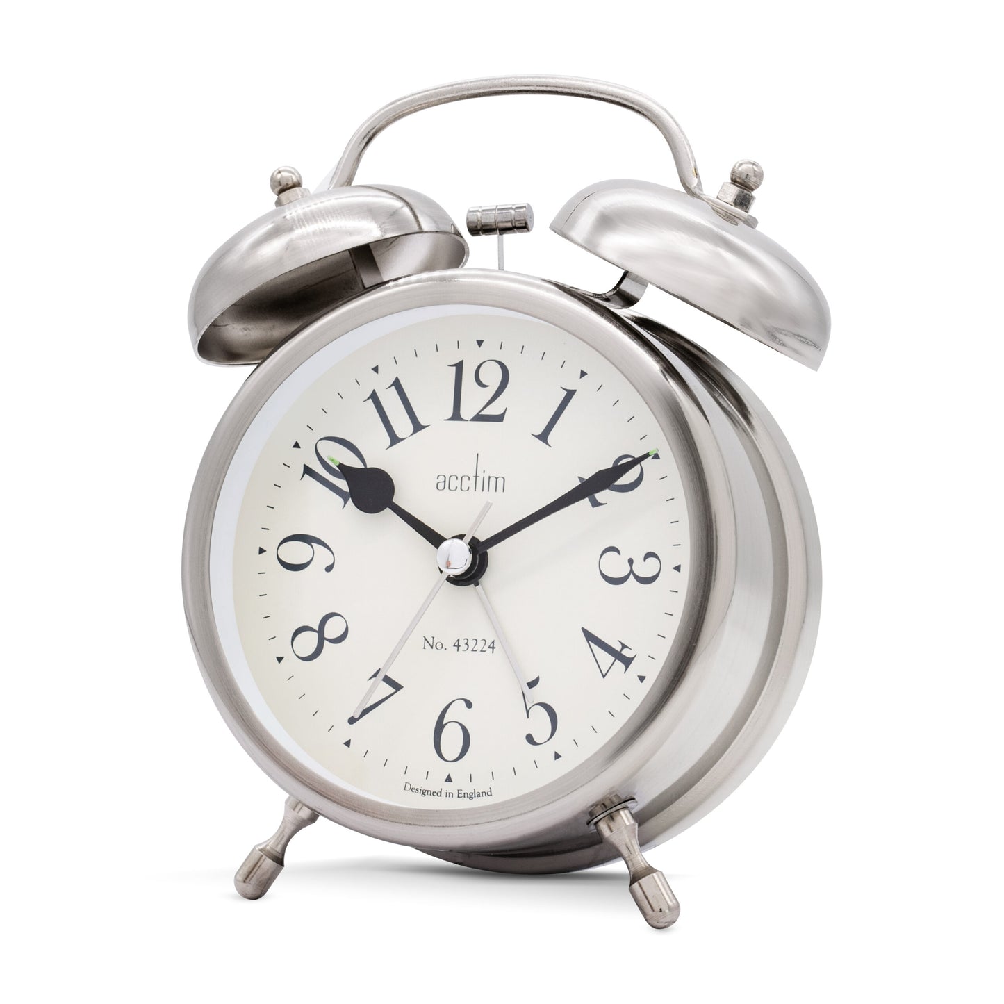 ACCTIM PEMBRIDGE ANTIQUE BRASS/SILVER DOUBLE BELL ALARM CLOCK. AC14629 \\\KD36020