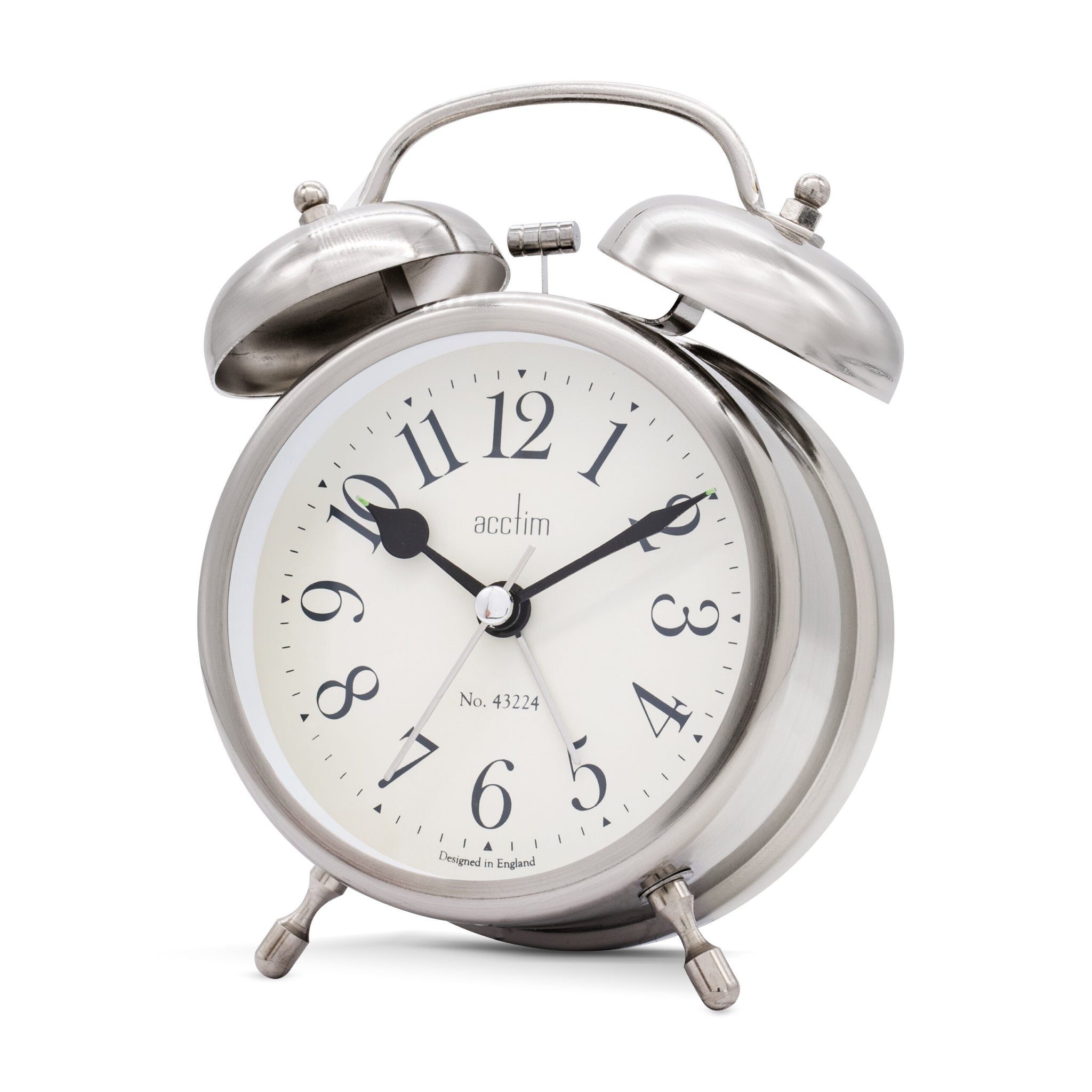 ACCTIM PEMBRIDGE ANTIQUE BRASS/SILVER DOUBLE BELL ALARM CLOCK. AC14629 \\\KD36020