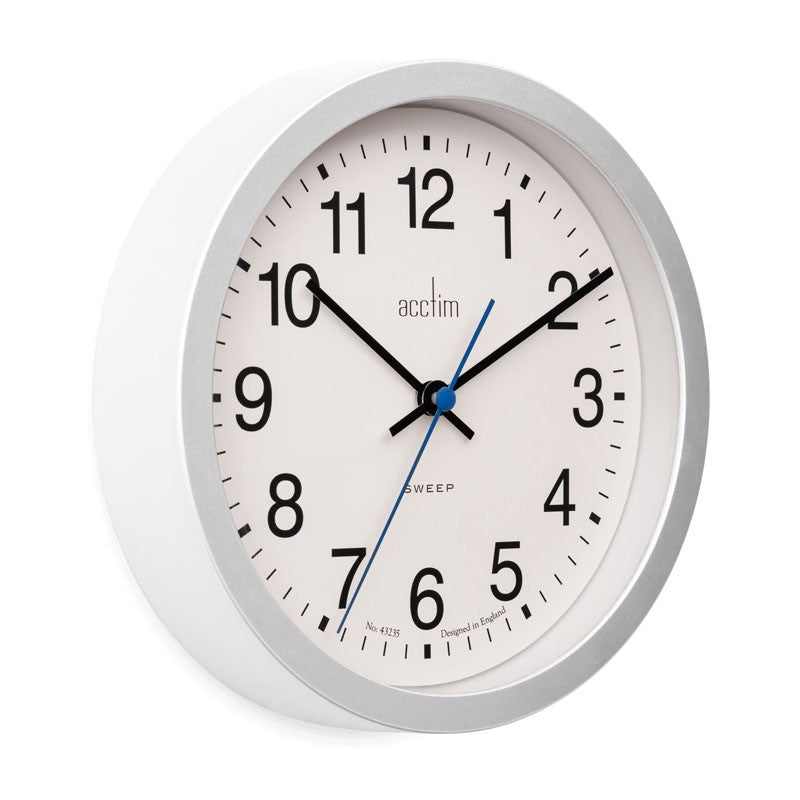 ACCTIM BROMHAM SWWEP ROUND SILVER WALL CLOCK. AC22747 \\\KD36023