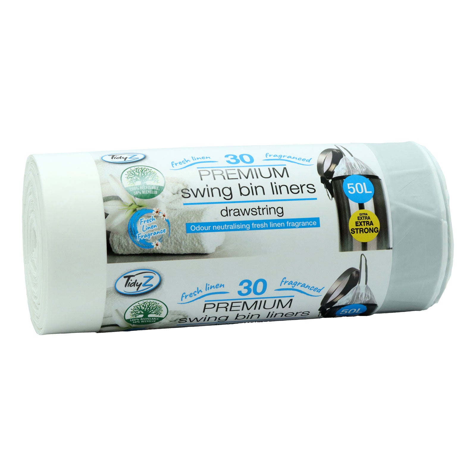 TIDYZ FRAGRANCED DRAWSTRING SWING BIN LINERS/ BAG 50L 30/PK. B0980 \\\KD36029