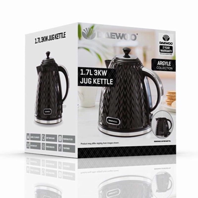 DAEWOO ARGYLE 3KW RAPID BOIL JUG KETTLE BLACK 1.7L. SDA1773GE \\\KD36047