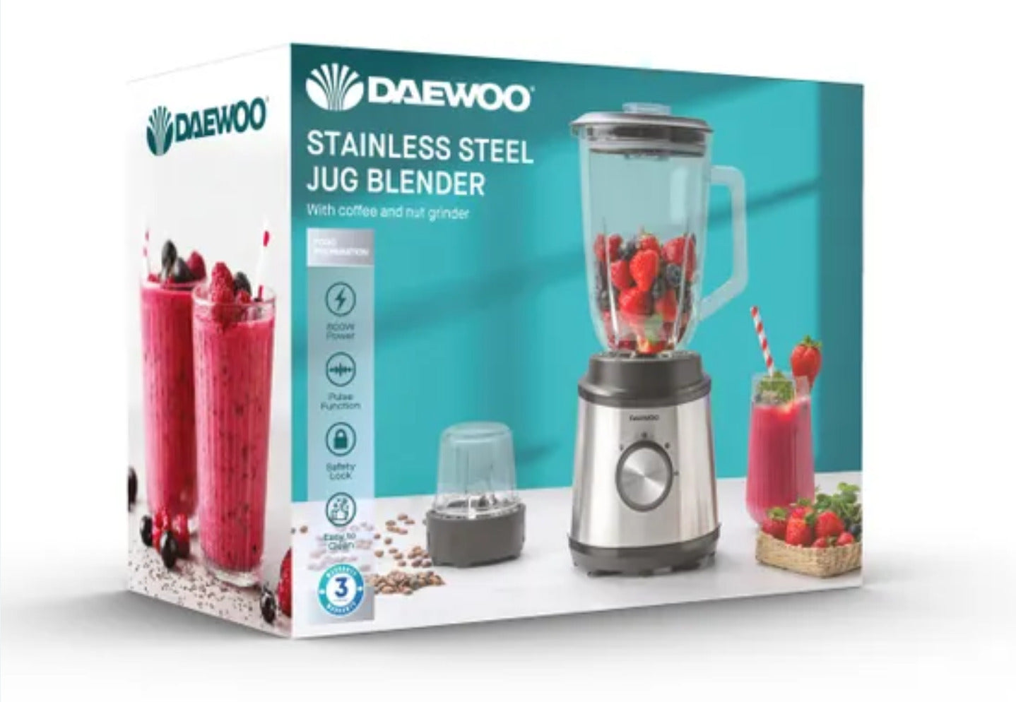 DAEWOO 800W STAINLESS STEEL SMOOTHIE MAKER BLENDER 1.5L. SDA2734GE \\\KD36052