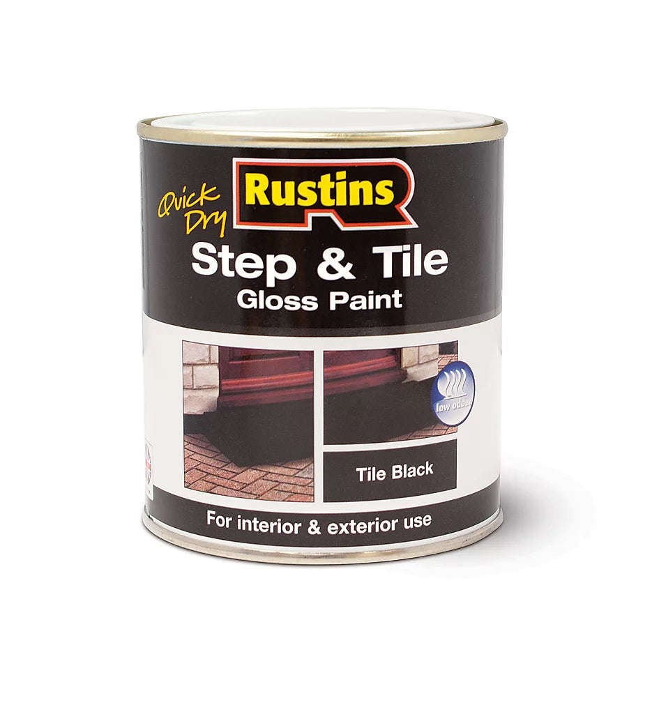 RUSTINS STEP & TILE PAINT BLACK 250ML. STBLW250 \\\KD36073