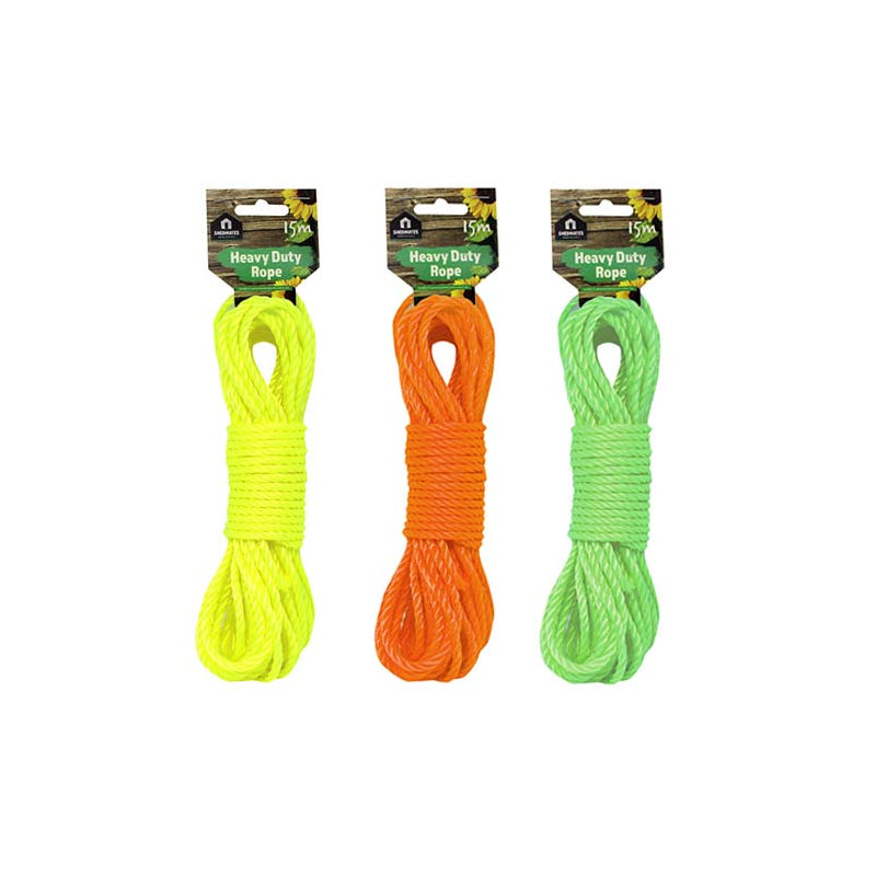 SHEDMATES ASSORTED POLYPROPYLENE ROPE 15 MTR. GSROPE \\\KD36144