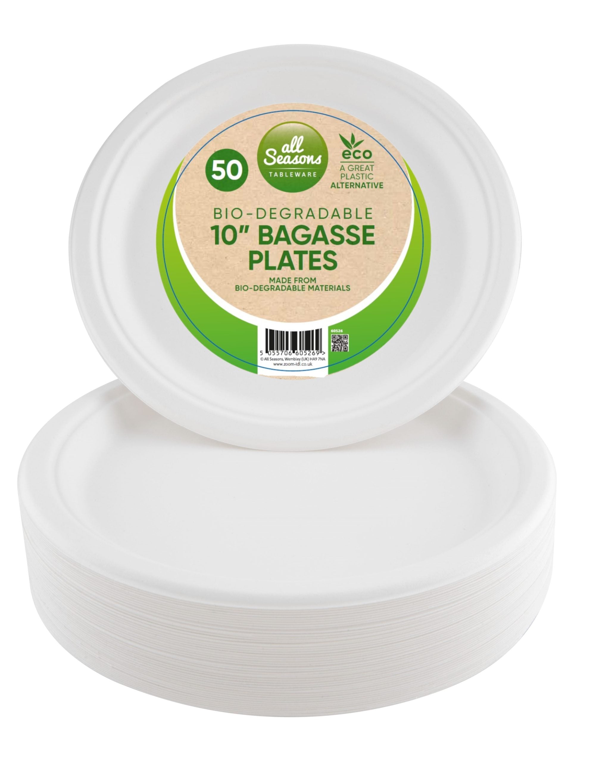 ALL SEASONS BAGASSE BIODEGRADABLE ROUND PLATE 7" / 18CM 50/PK. Z60522 \\\KD36149