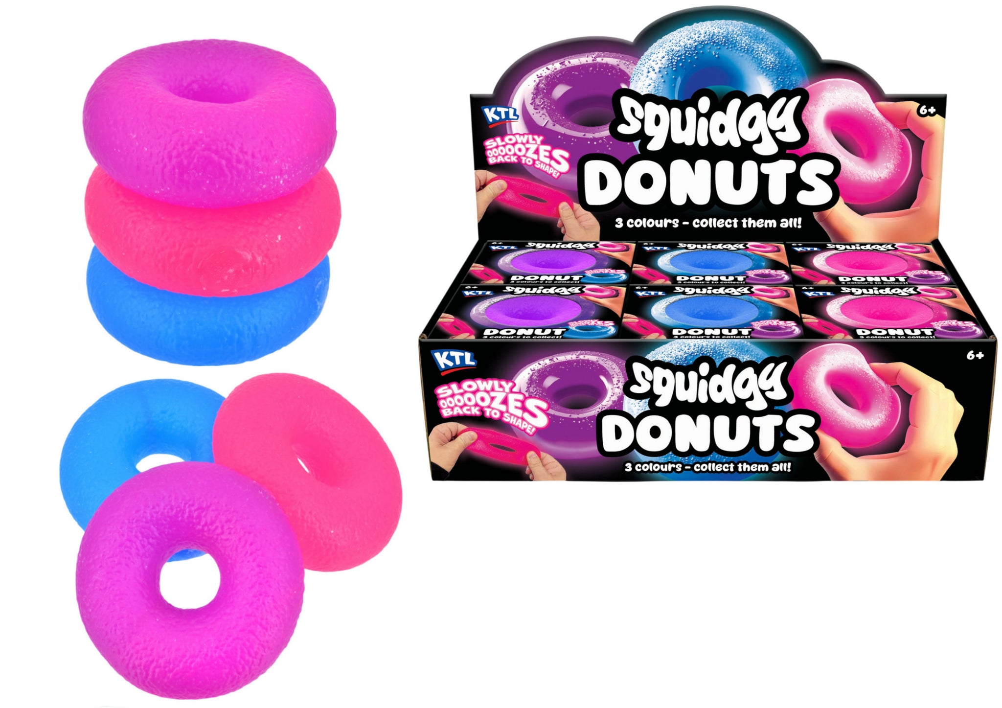 ASSORTED COLOUR SQUIDGY DONUTS 7CM. TY4436 \\\KD36153