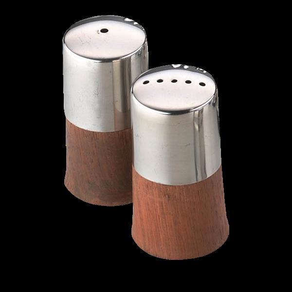 ZODIAC WOOD BASE SALT AND PEPPER CONDIMENT SET 6CM \\\KD36248