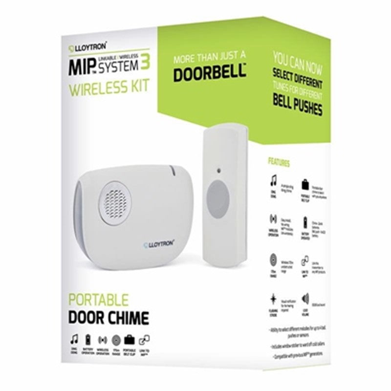 LLOYTRON MIP3 WIRELESS WHITE PORTABLE DOOR CHIME KIT \\\KD36249
