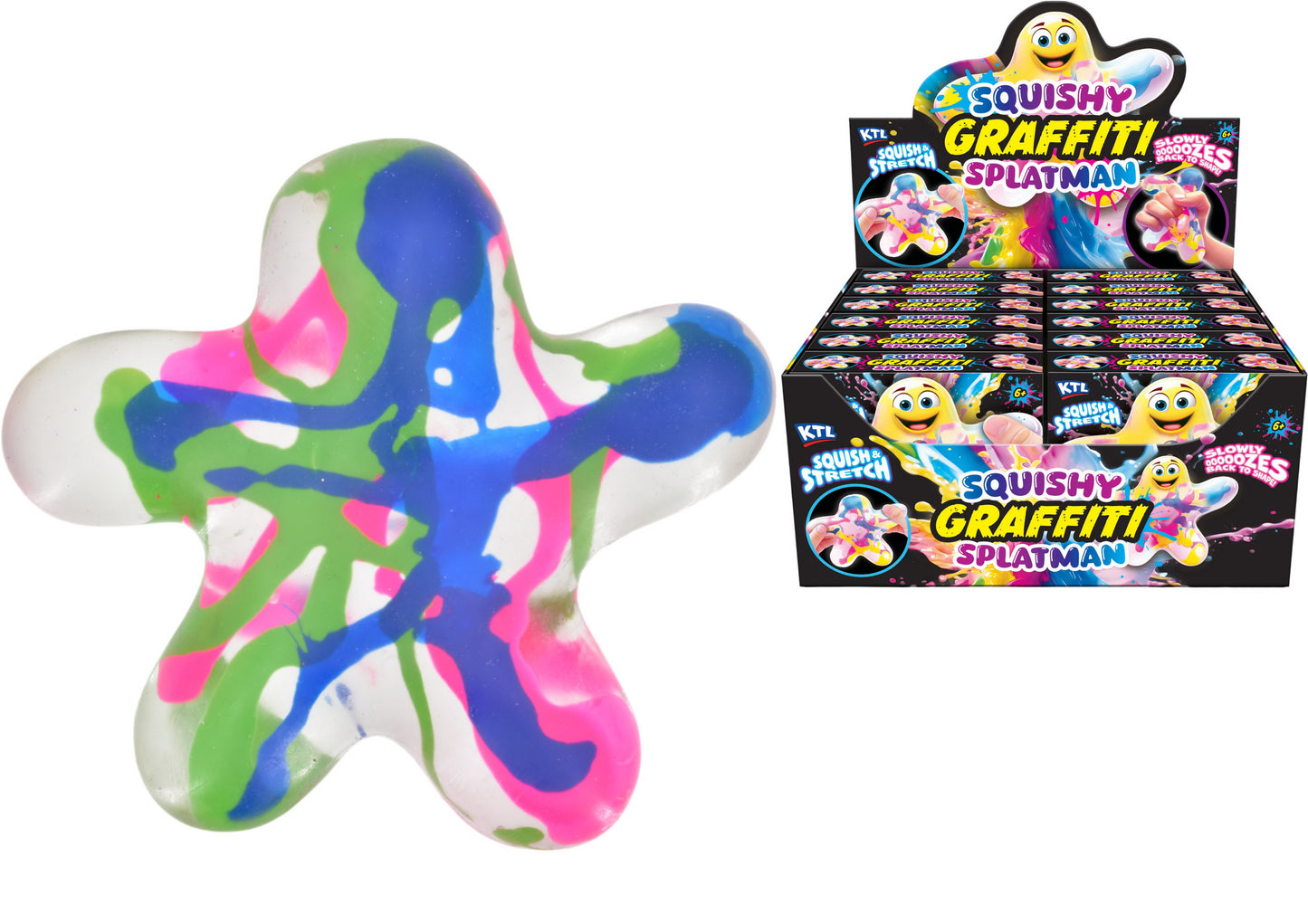 ASSORTED SQUISHY GRAFFITI STRETCHY MAN 10CM \\\KD36284