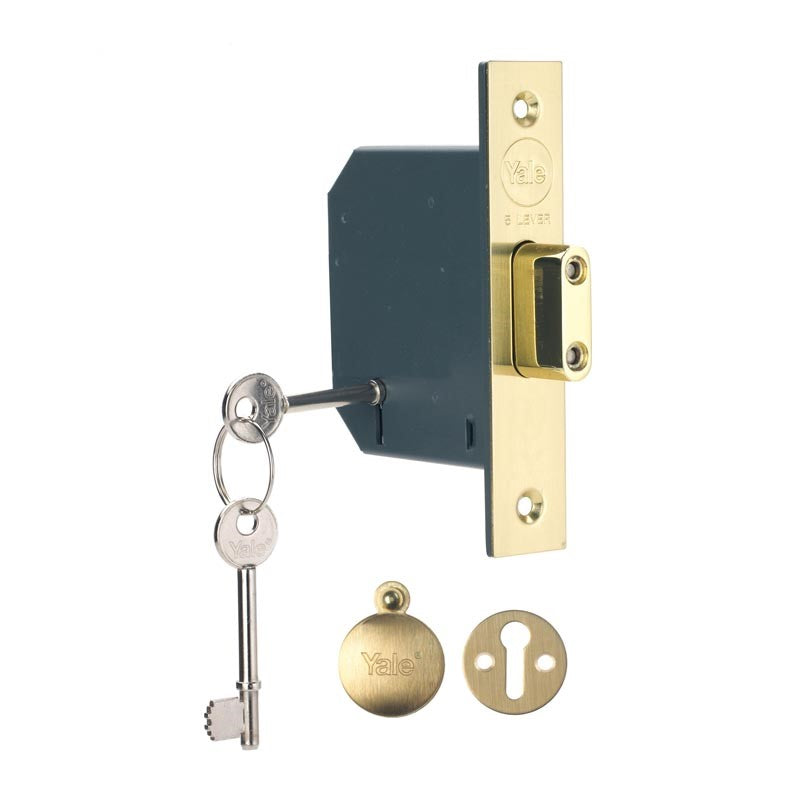 YALE 5 LEVER POLISHED BRASS MORTICE DEADLOCK 2.5" / 64MM \\\KD36289