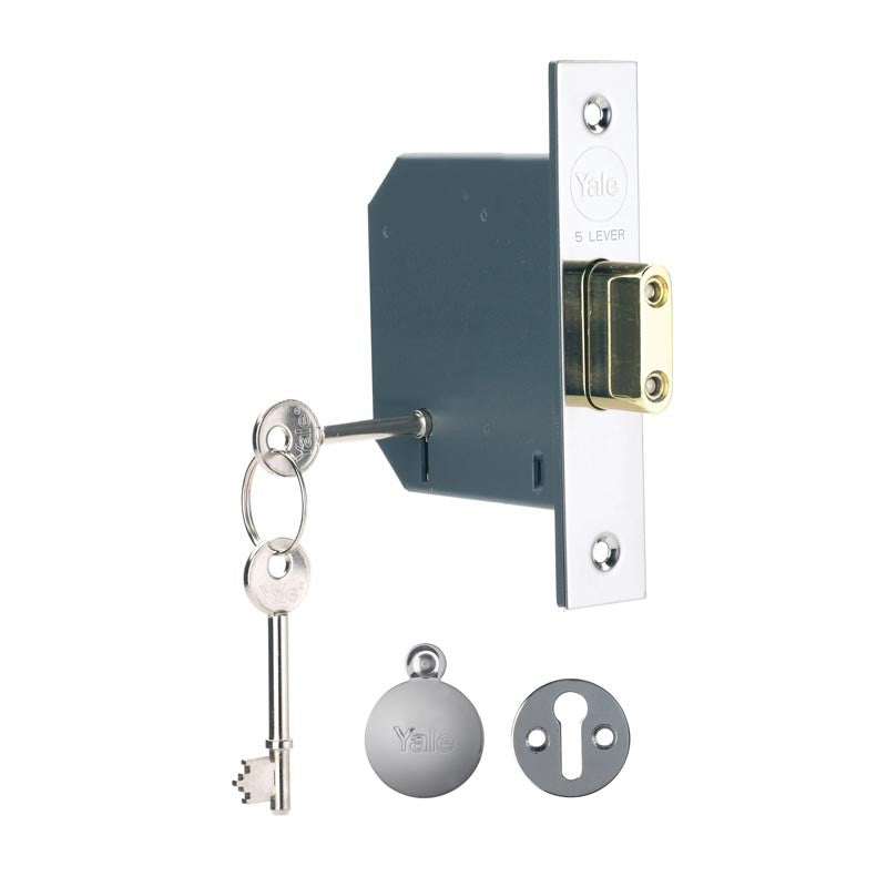 YALE 5 LEVER CHROME MORTICE DEADLOCK 2.5" / 64MM \\\KD36290