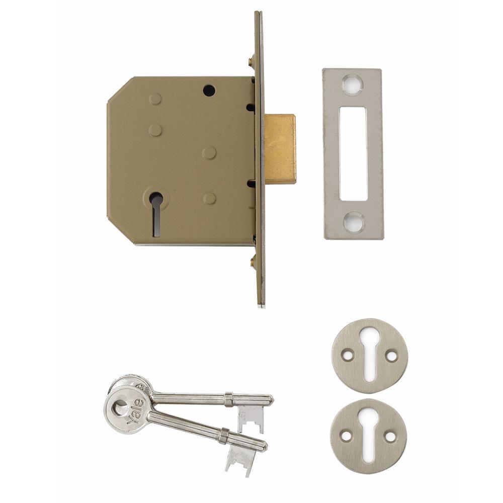 YALE 3 LEVER CHROME MORTICE DEADLOCK 2.5" / 64MM \\\KD36294