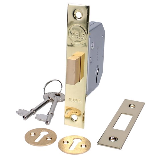 YALE 3 LEVER POLISHED BRASS MORTICE DEADLOCK 2.5" / 64MM \\\KD36295