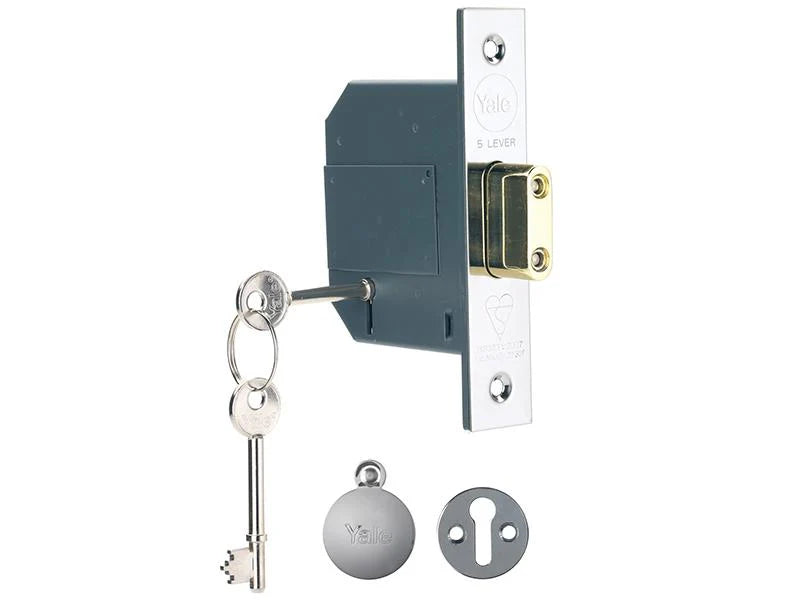 YALE BRITISH STANDARD 5 LEVER CHROME MORTICE DEADLOCK 2.5" / 64MM \\\KD36297